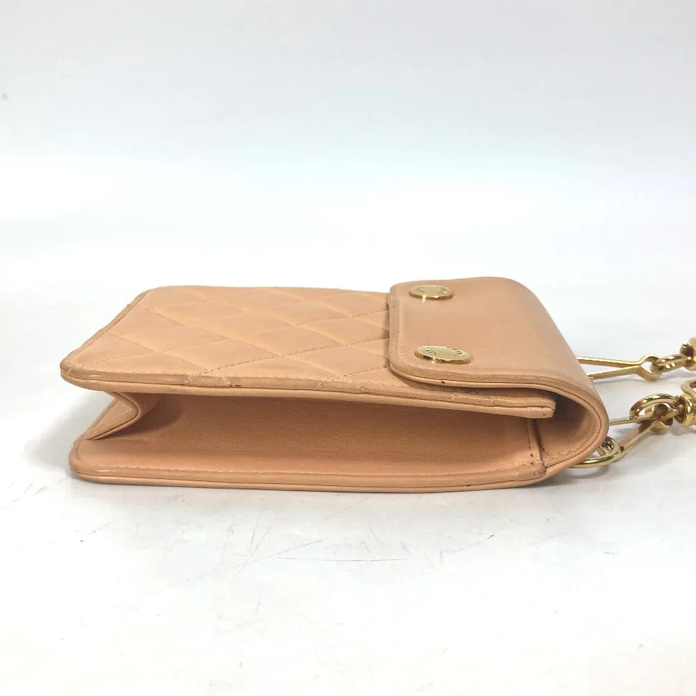 CHANEL Shoulder Bag lambskin Pink type neck pouch smartphone pouch Matelasse Pouch Quilting Women Used