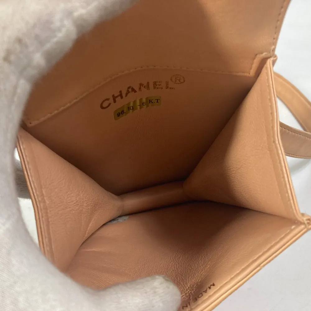 CHANEL Shoulder Bag lambskin Pink type neck pouch smartphone pouch Matelasse Pouch Quilting Women Used
