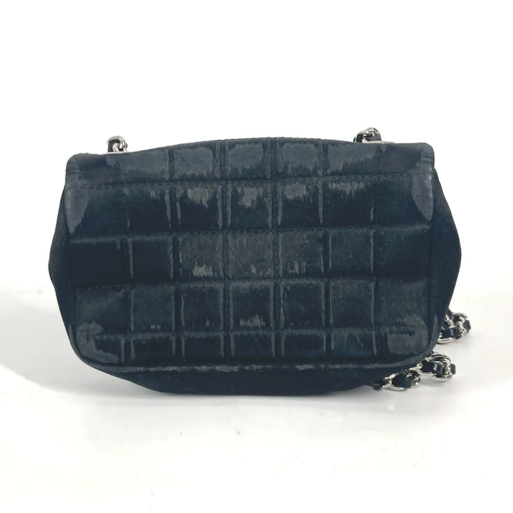 CHANEL Shoulder Bag Satin black bag pochette Lipstick Mirror CC COCO Mark Women Used