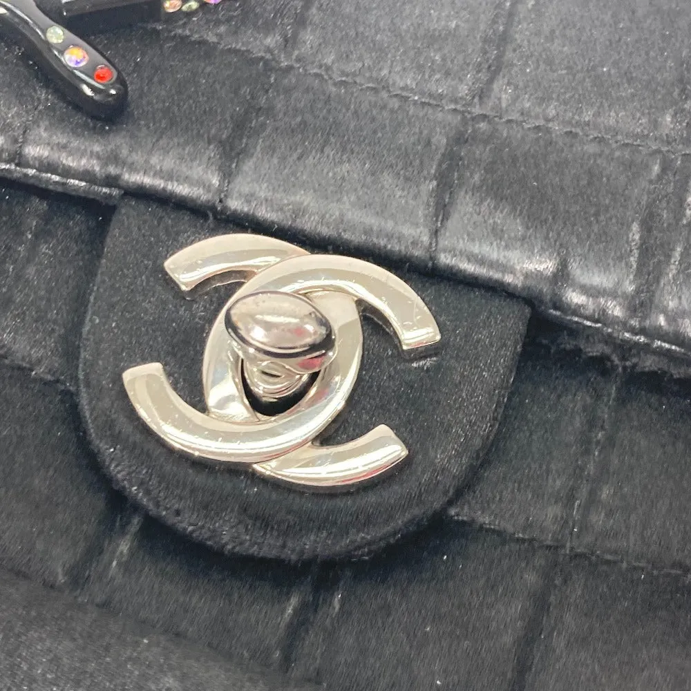 CHANEL Shoulder Bag Satin black bag pochette Lipstick Mirror CC COCO Mark Women Used