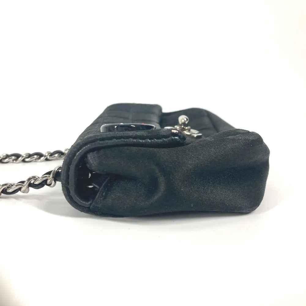 CHANEL Shoulder Bag Satin black bag pochette Lipstick Mirror CC COCO Mark Women Used