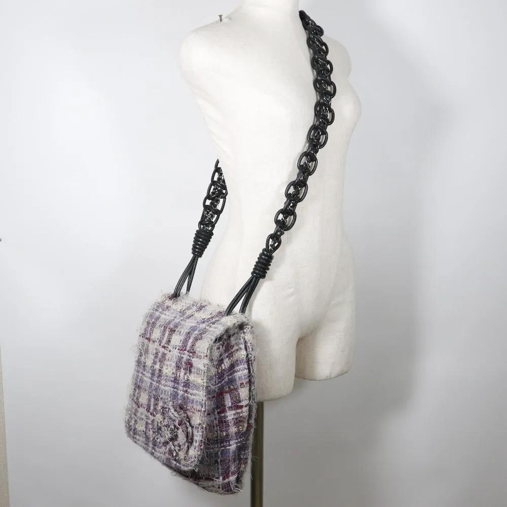 CHANEL Shoulder Bag tweed purple Women Used