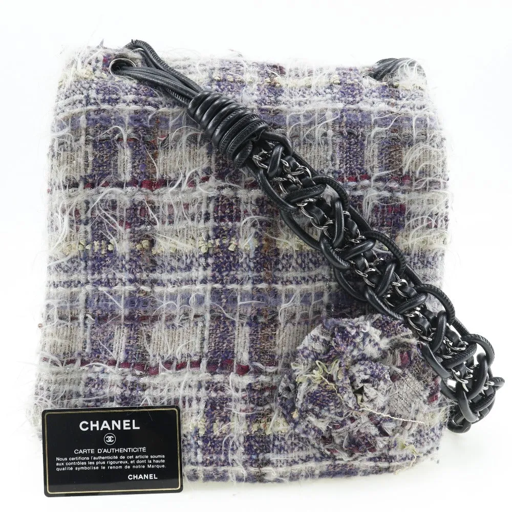 CHANEL Shoulder Bag tweed purple Women Used