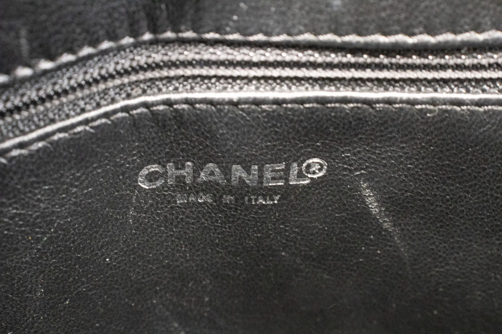 CHANEL Silver Medallion Caviar Shoulder Bag Grand Shopping Tote i75