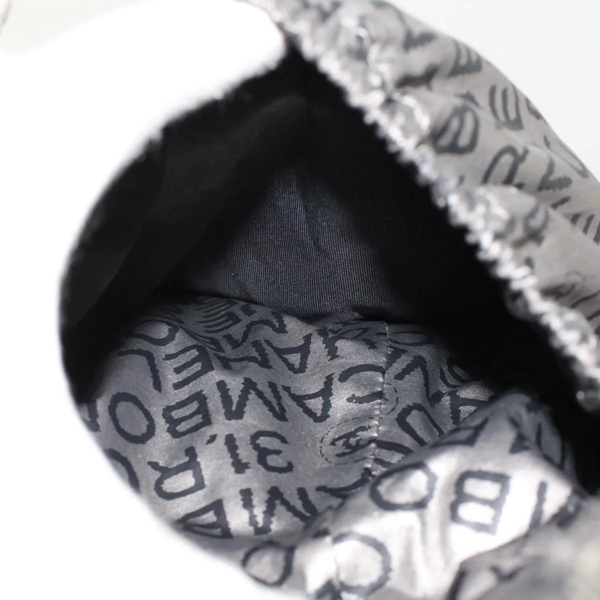 CHANEL Unlimited Shoulder Bag Nylon Silver CC Auth bs5716