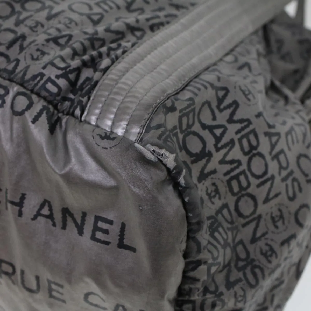 CHANEL Unlimited Shoulder Bag Nylon Silver CC Auth bs5716