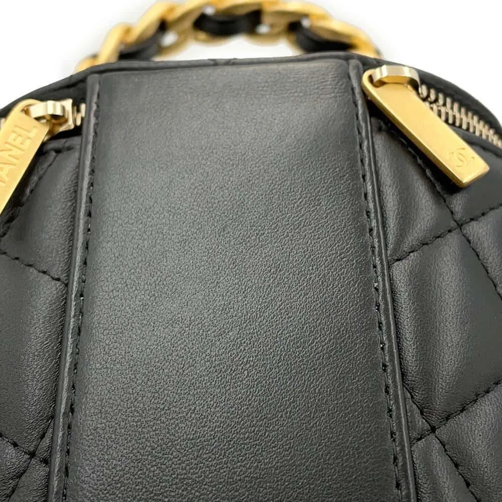 CHANEL Vanity Chain Shoulder Bag Black Lambskin