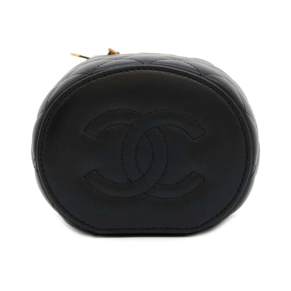 CHANEL Vanity Chain Shoulder Bag Black Lambskin