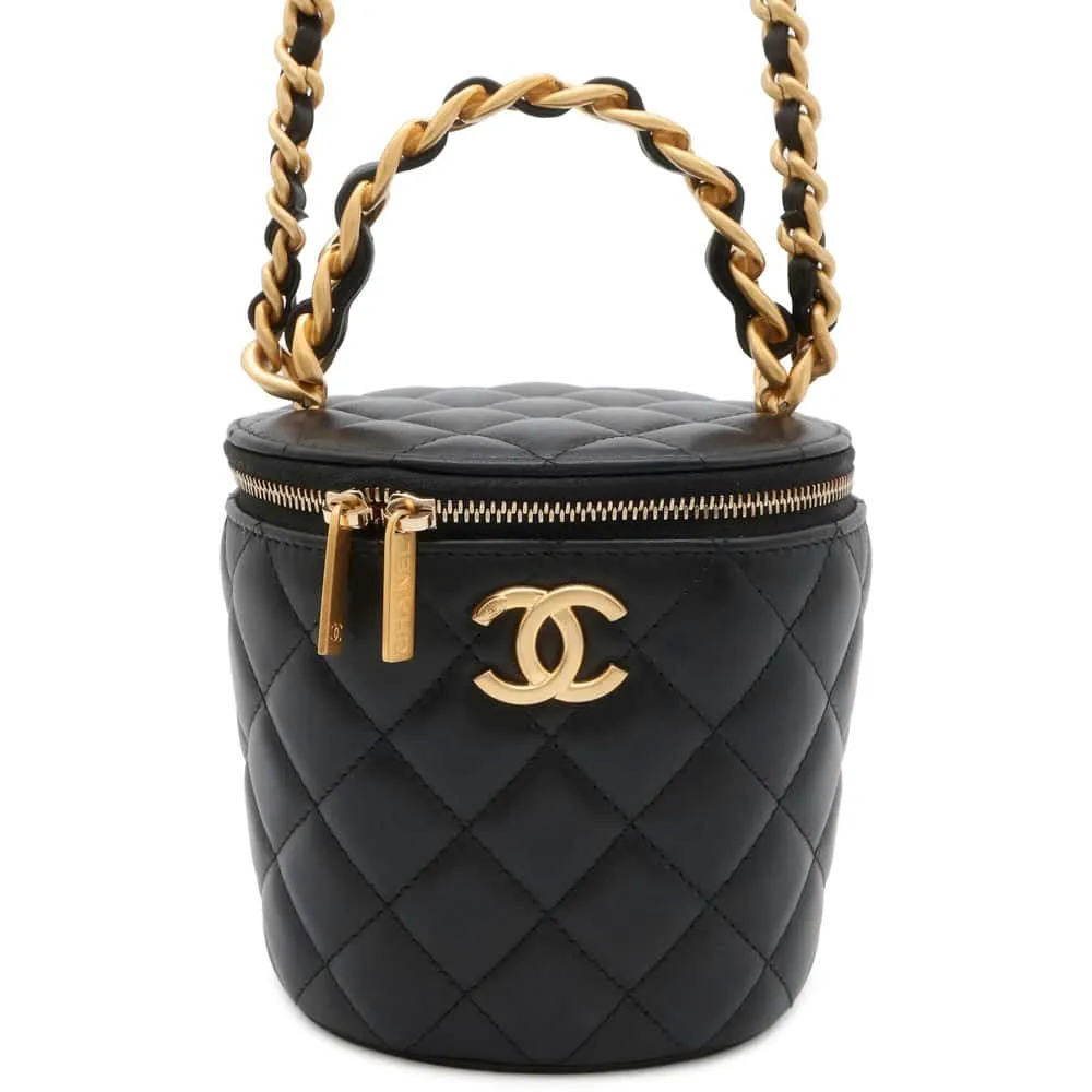 CHANEL Vanity Chain Shoulder Bag Black Lambskin
