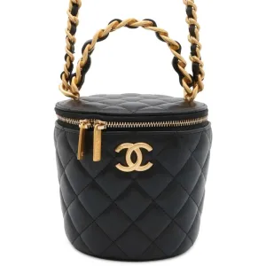 CHANEL Vanity Chain Shoulder Bag Black Lambskin