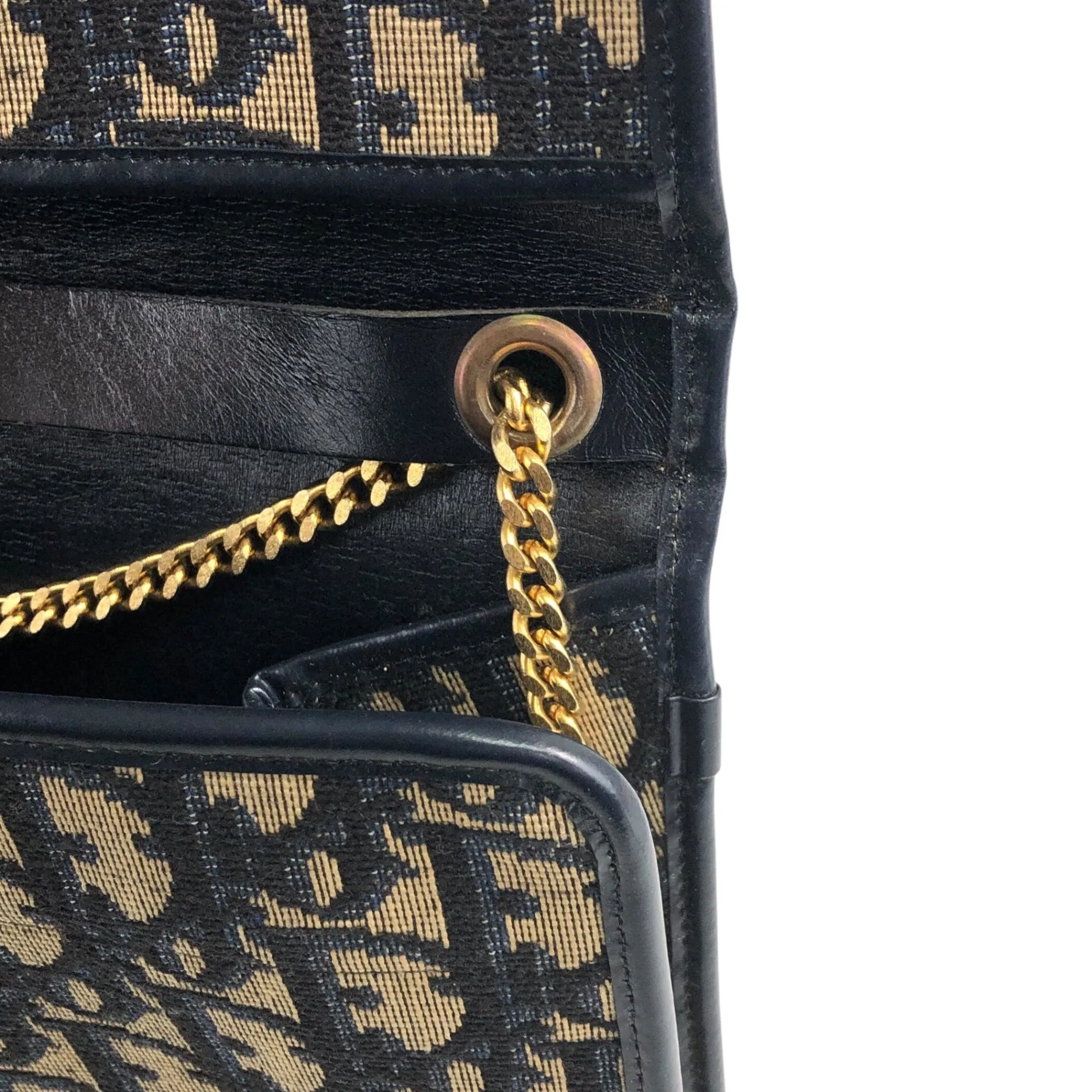 Christian Dior Trotter Chain Shoulder bag Black Vintage nvjjp2