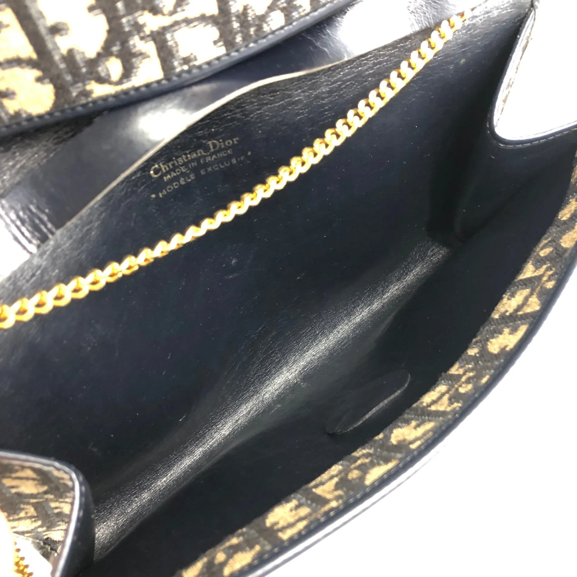 Christian Dior Trotter Chain Shoulder bag Black Vintage nvjjp2