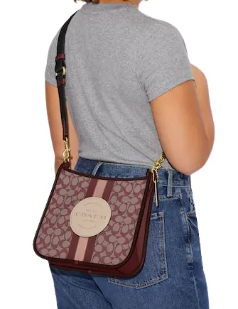 Coach Dempsey File Bag In Signature Jacquard With Stripe And Coach Patch