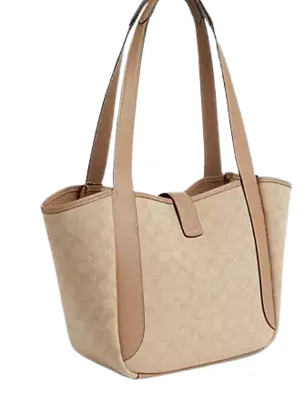 Coach Hadley Turnlock Tote Bag With Signature Canvas