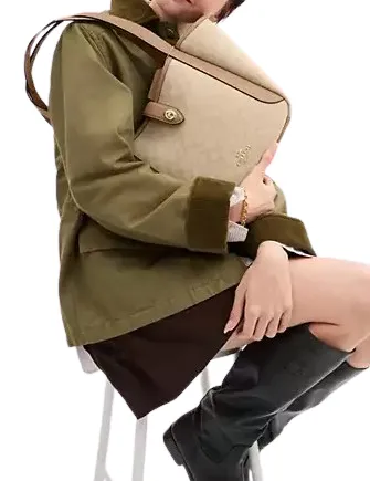 Coach Hadley Turnlock Tote Bag With Signature Canvas