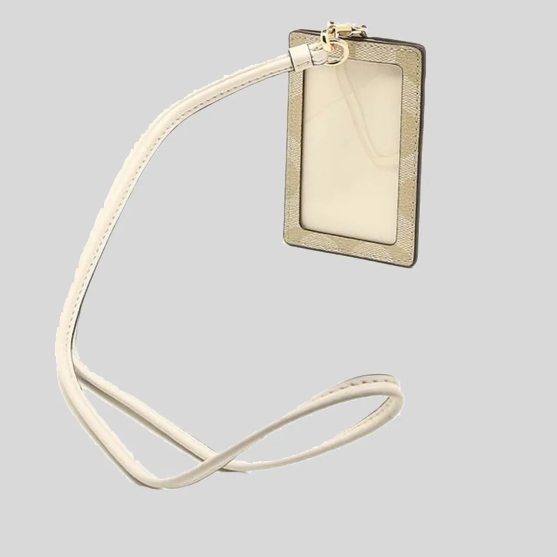 COACH ID Lanyard In Signature Canvas Light Khaki/Chalk 63274