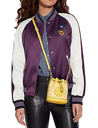 Coach Mini Dempsey Bucket Bag In Signature Jacquard With Stripe And Coach Patch