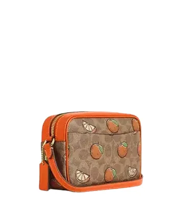 Coach Mini Jamie Camera Bag In Signature Canvas With Orange Print