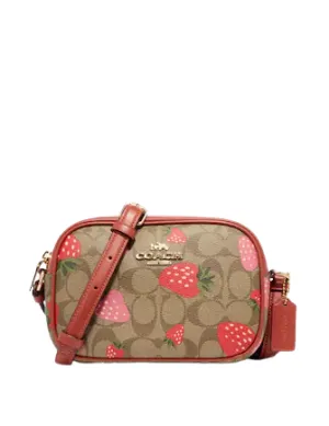 Coach Mini Jamie Camera Bag In Signature Canvas With Wild Strawberry Print