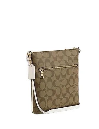 Coach Mini Rowan File Bag In Signature Canvas With Horse And Sleigh