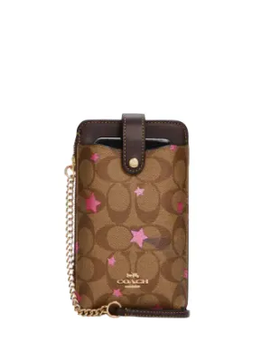 Coach North South Phone Crossbody In Signature Canvas With Disco Star Print