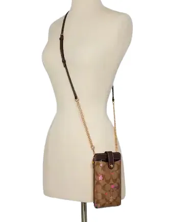 Coach North South Phone Crossbody In Signature Canvas With Disco Star Print