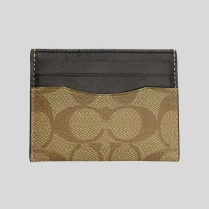 COACH Slim Card Case In Signature Canvas Tan F58110
