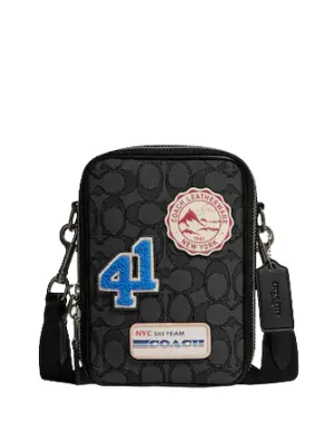Coach Stanton Crossbody In Signature Jacquard With Ski Patches