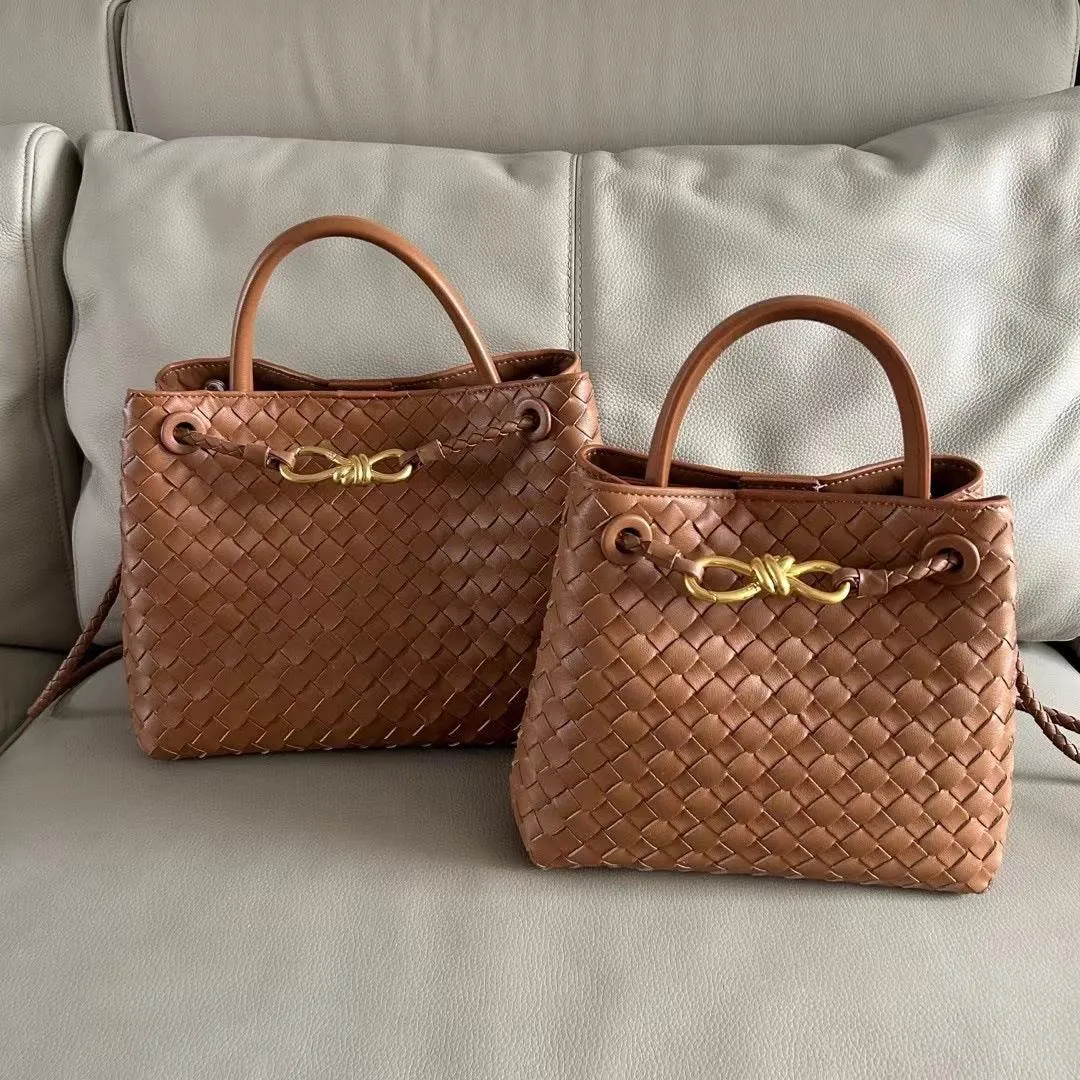 Cowhide Leather Knotted Intrecciato Shoulder Bag | Woven Handbag With Metal Buckle, Daily Fashion Designer Bag, Woven Shoulder Purse