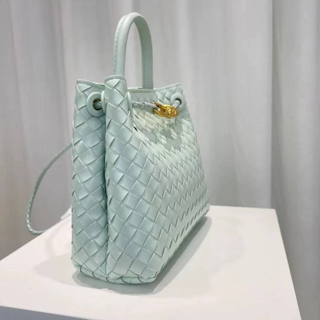 Cowhide Leather Knotted Intrecciato Shoulder Bag | Woven Handbag With Metal Buckle, Daily Fashion Designer Bag, Woven Shoulder Purse