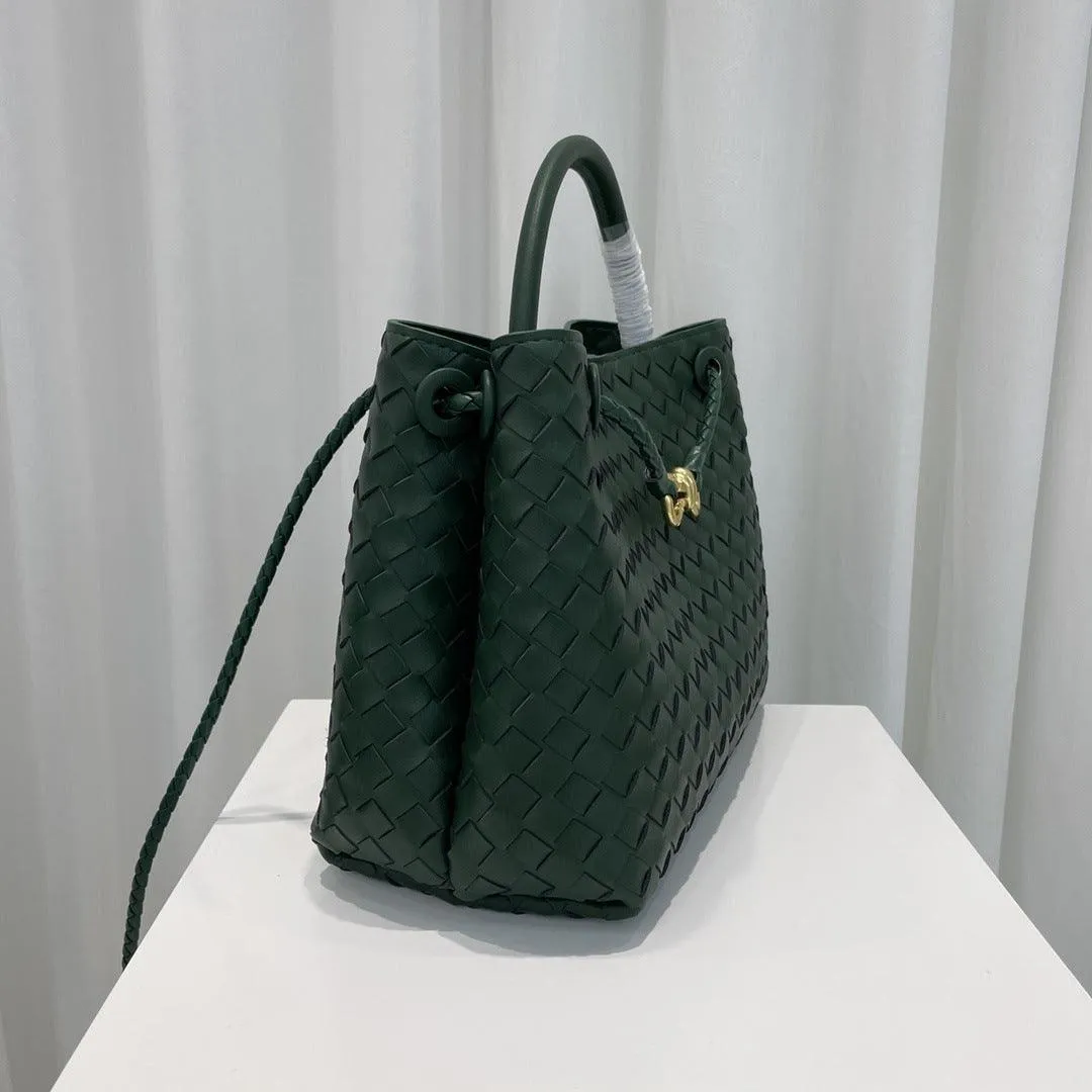 Cowhide Leather Knotted Intrecciato Shoulder Bag | Woven Handbag With Metal Buckle, Daily Fashion Designer Bag, Woven Shoulder Purse