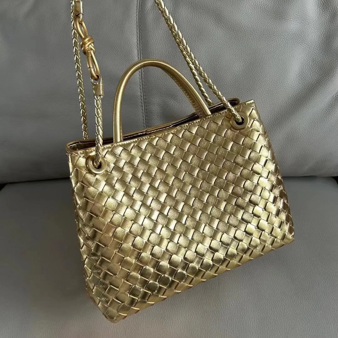 Cowhide Leather Knotted Intrecciato Shoulder Bag | Woven Handbag With Metal Buckle, Daily Fashion Designer Bag, Woven Shoulder Purse