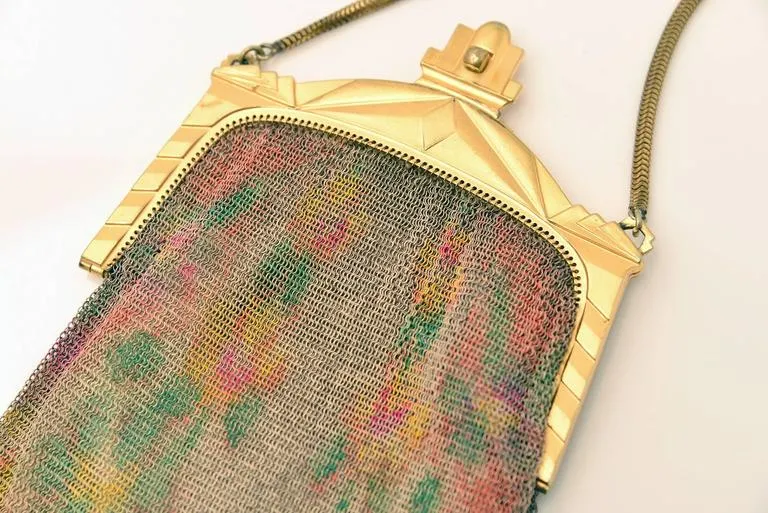 Edwardian Whiting and Davis Dresden Multi-Color Mesh Bag
