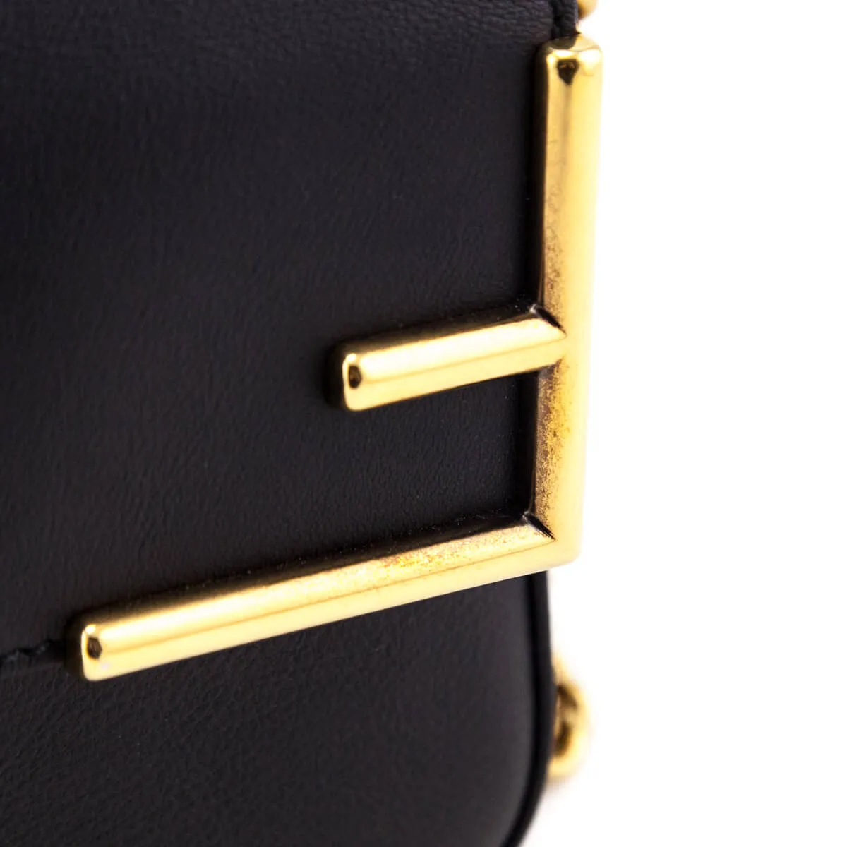 Fendi Black & Mogano Panna Calfskin Glazed Fabric FF 1974 Double F Shoulder Bag