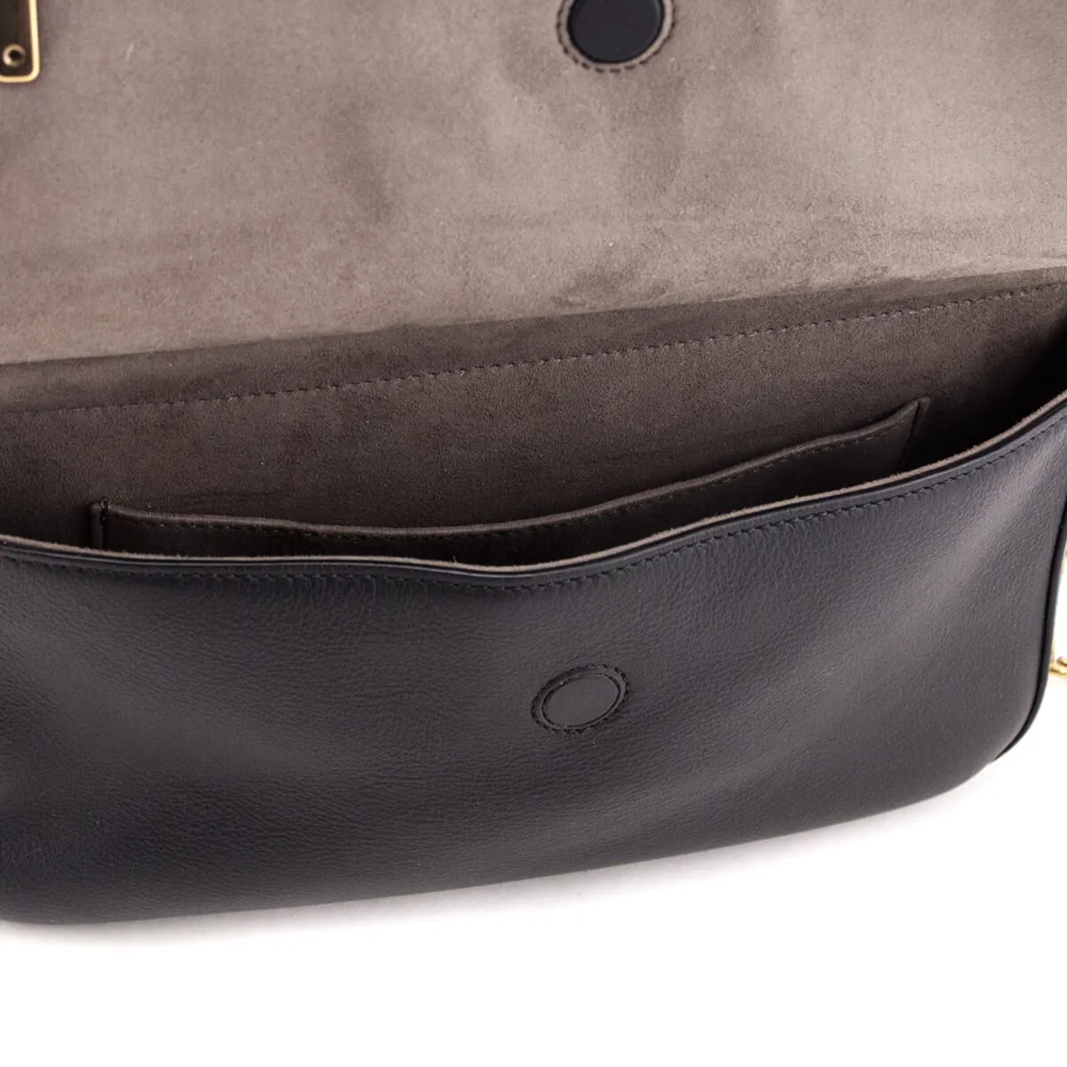 Fendi Black & Mogano Panna Calfskin Glazed Fabric FF 1974 Double F Shoulder Bag