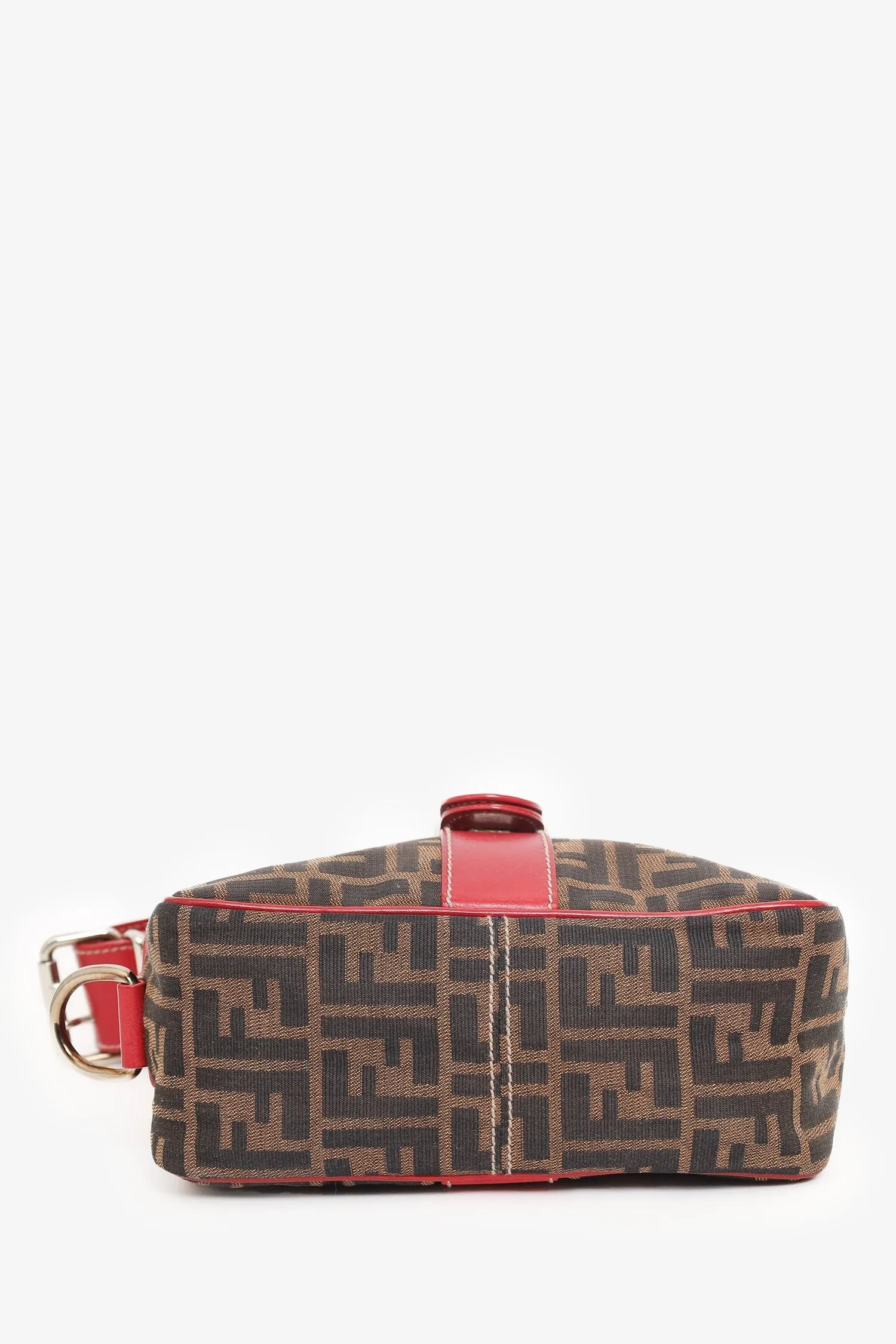 Fendi Brown/Red FF Canvas Zucca Shoulder Bag