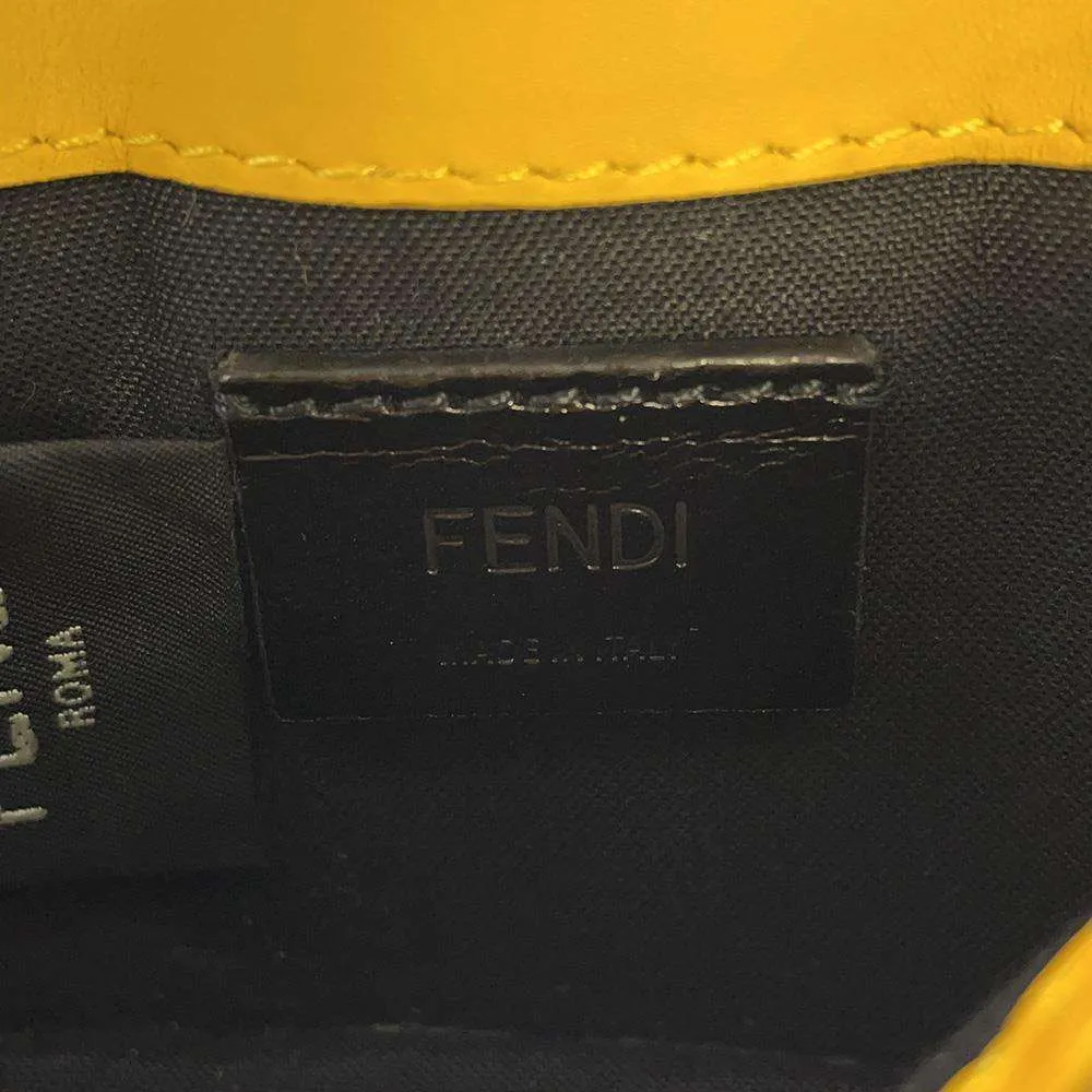 FENDI Flat Bucket Shoulder Bag Yellow 7M0311 Leather
