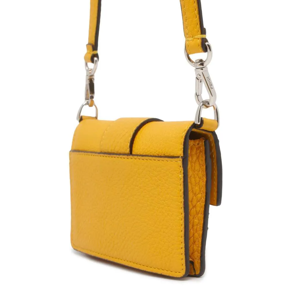 FENDI Flat Bucket Shoulder Bag Yellow 7M0311 Leather