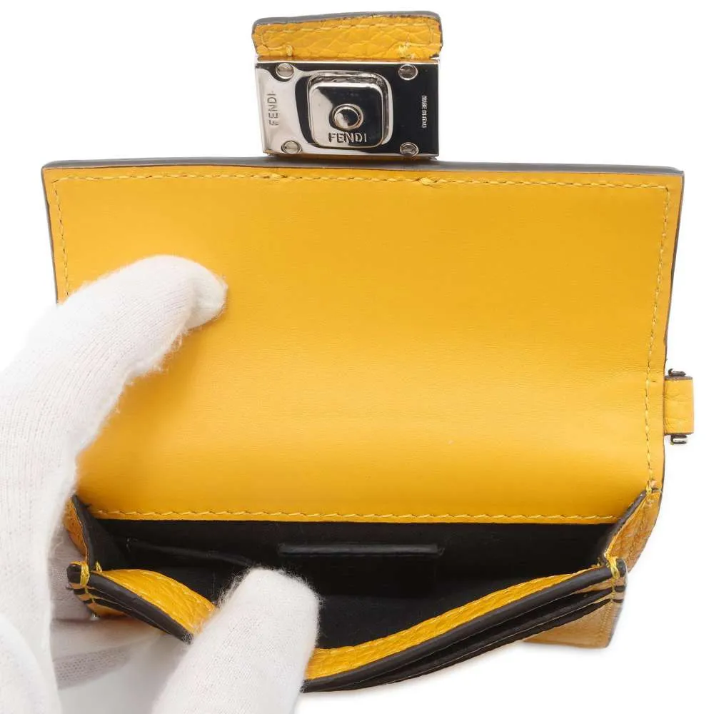 FENDI Flat Bucket Shoulder Bag Yellow 7M0311 Leather