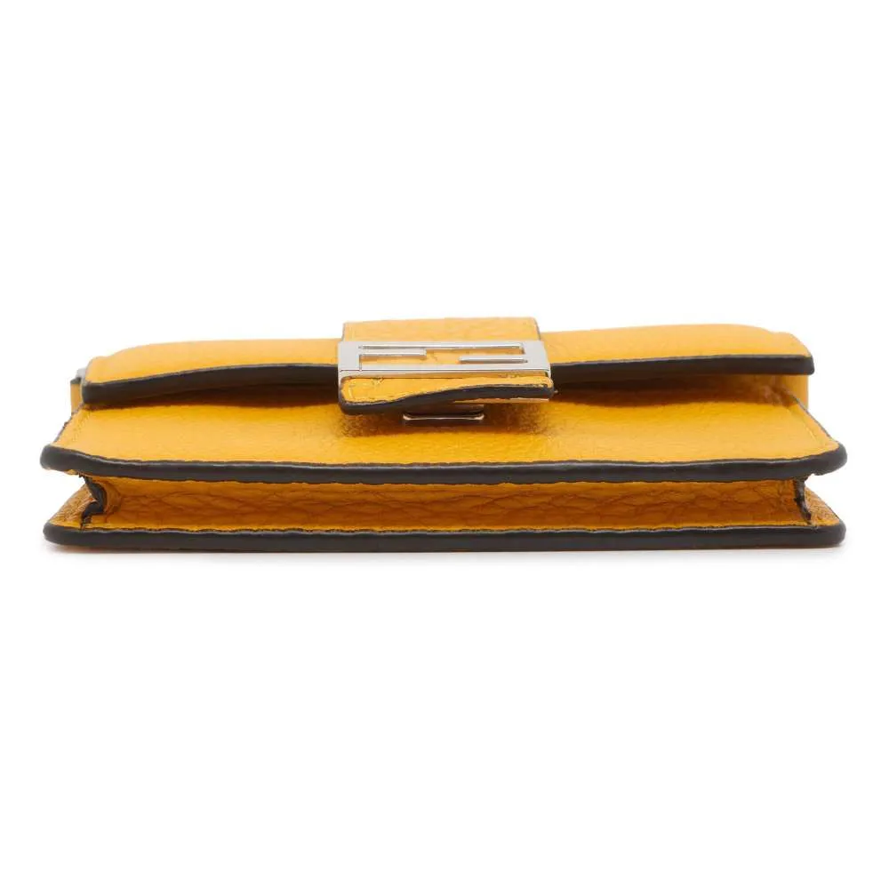 FENDI Flat Bucket Shoulder Bag Yellow 7M0311 Leather