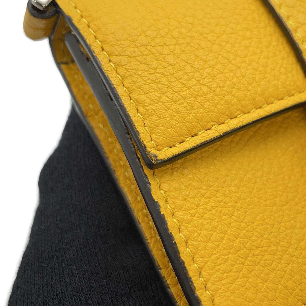 FENDI Flat Bucket Shoulder Bag Yellow 7M0311 Leather