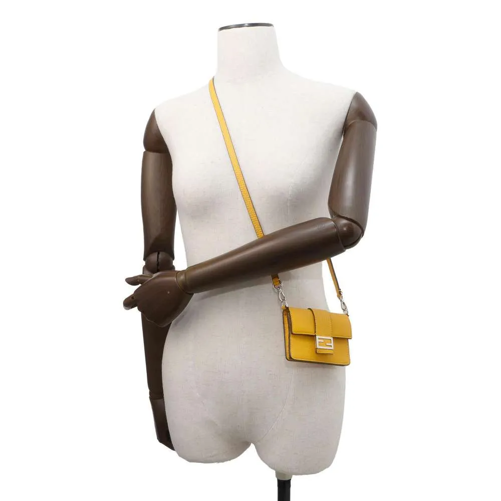 FENDI Flat Bucket Shoulder Bag Yellow 7M0311 Leather
