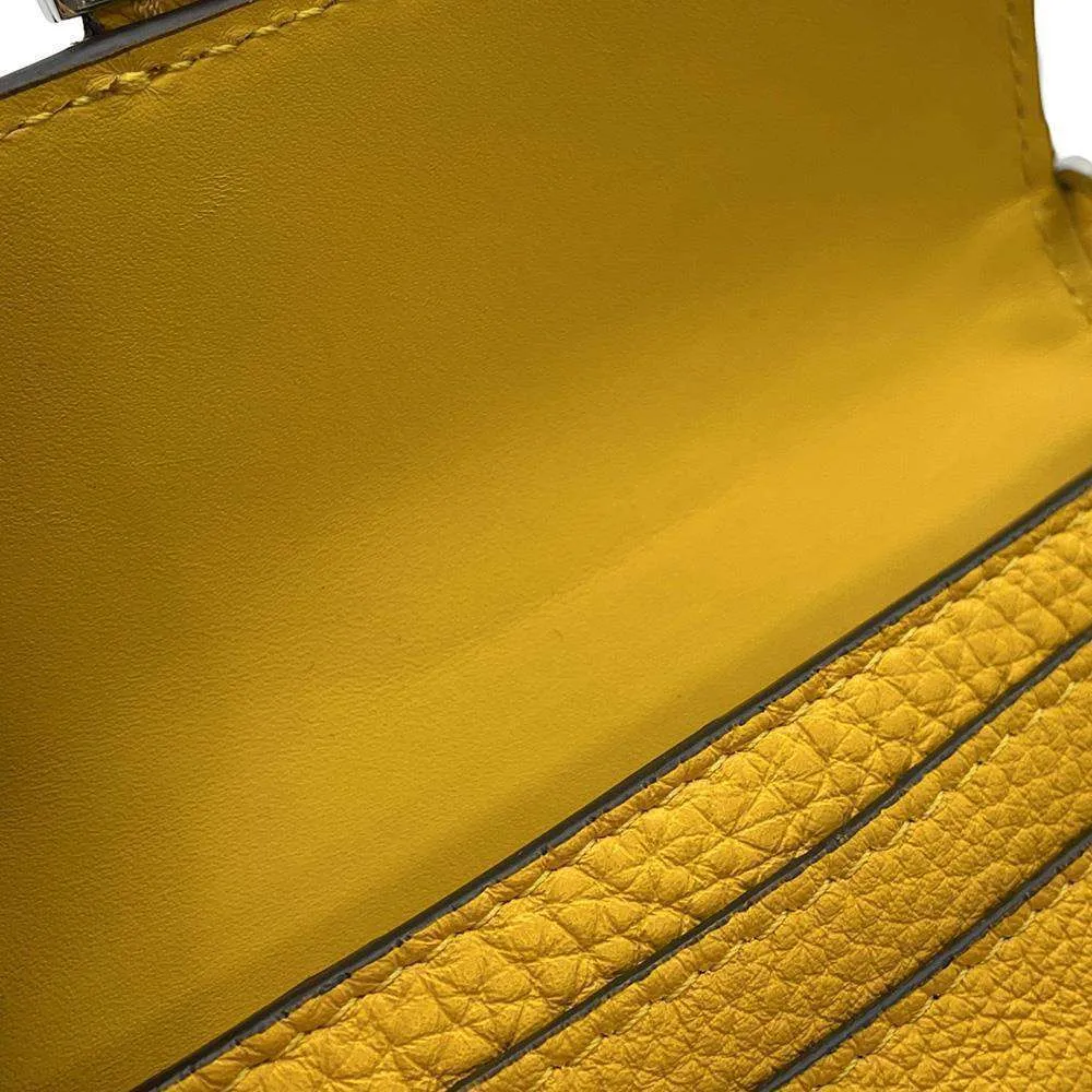 FENDI Flat Bucket Shoulder Bag Yellow 7M0311 Leather