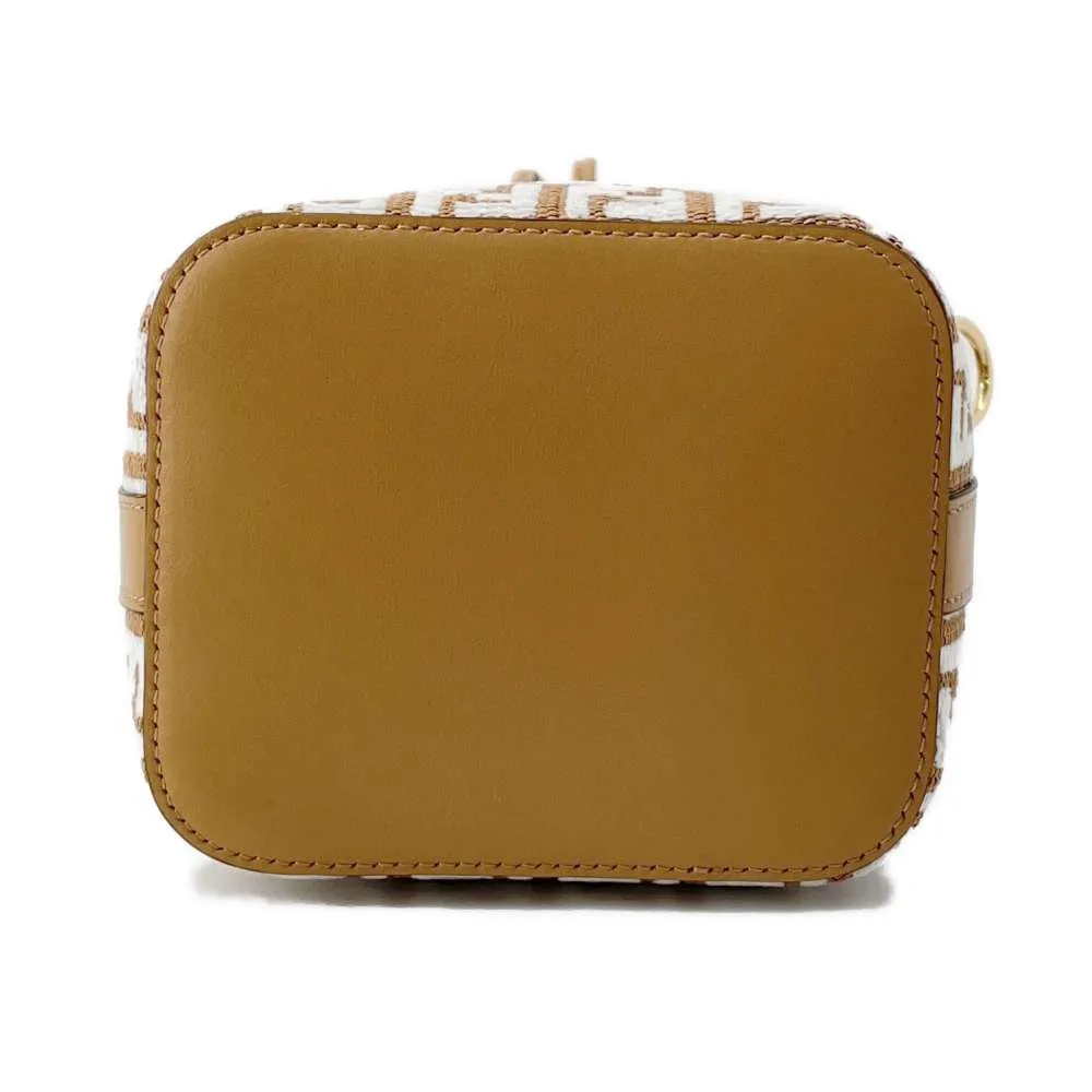 FENDI Montresor 2WAY Shoulder Bag Beige/White 8BS010 Raffia Leather Size Mini