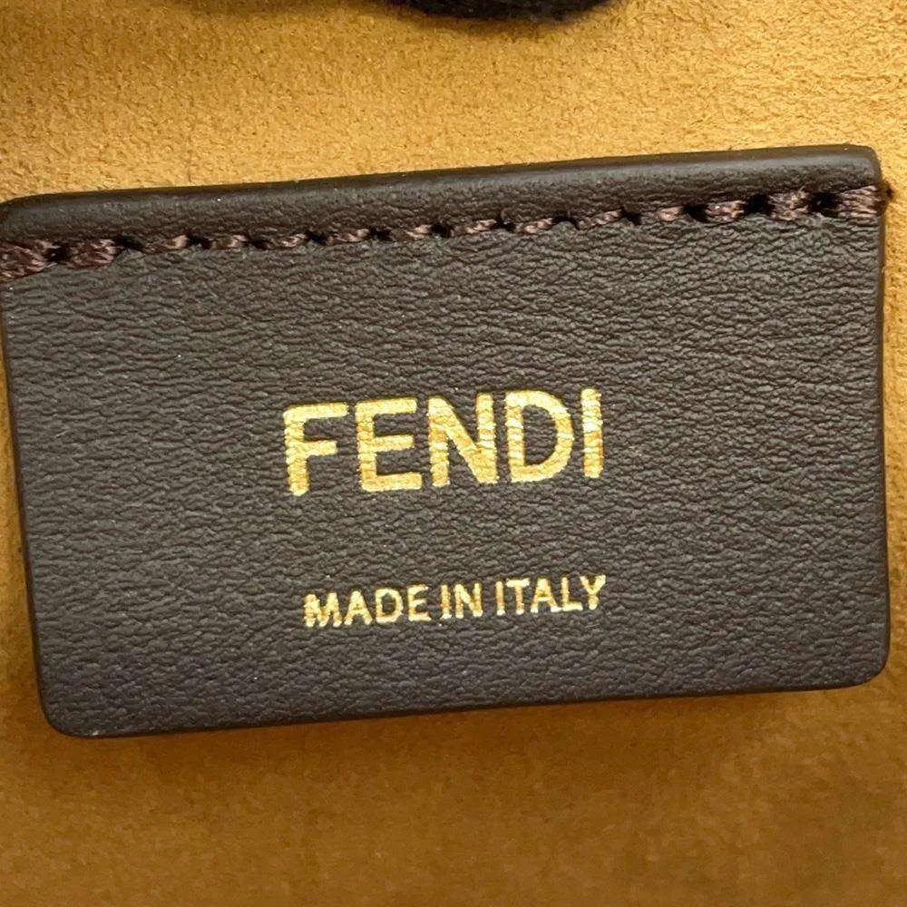 FENDI Montresor 2WAY Shoulder Bag Beige/White 8BS010 Raffia Leather Size Mini