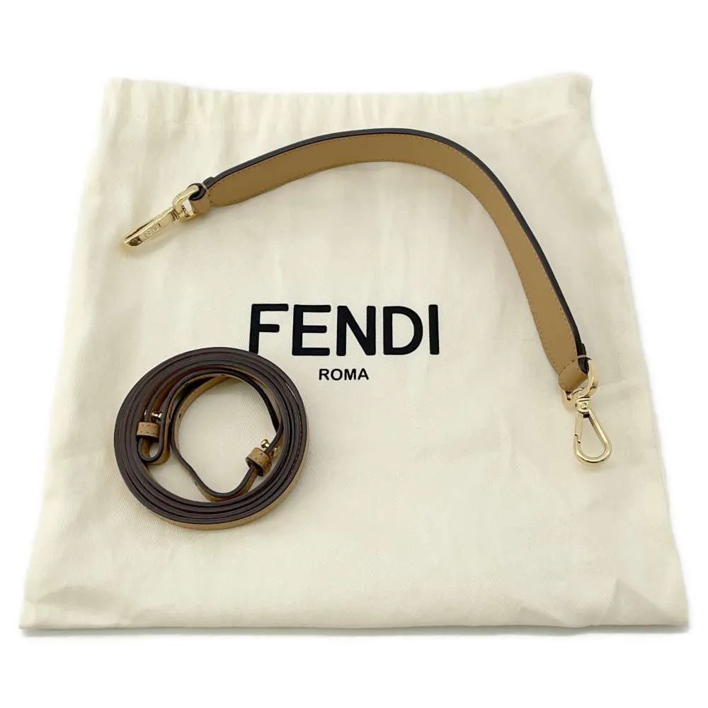 FENDI Montresor 2WAY Shoulder Bag Beige/White 8BS010 Raffia Leather Size Mini
