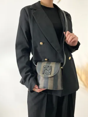 FENDI Pecan Logo Motif Shoulder bag Brown Vintage znnyg8
