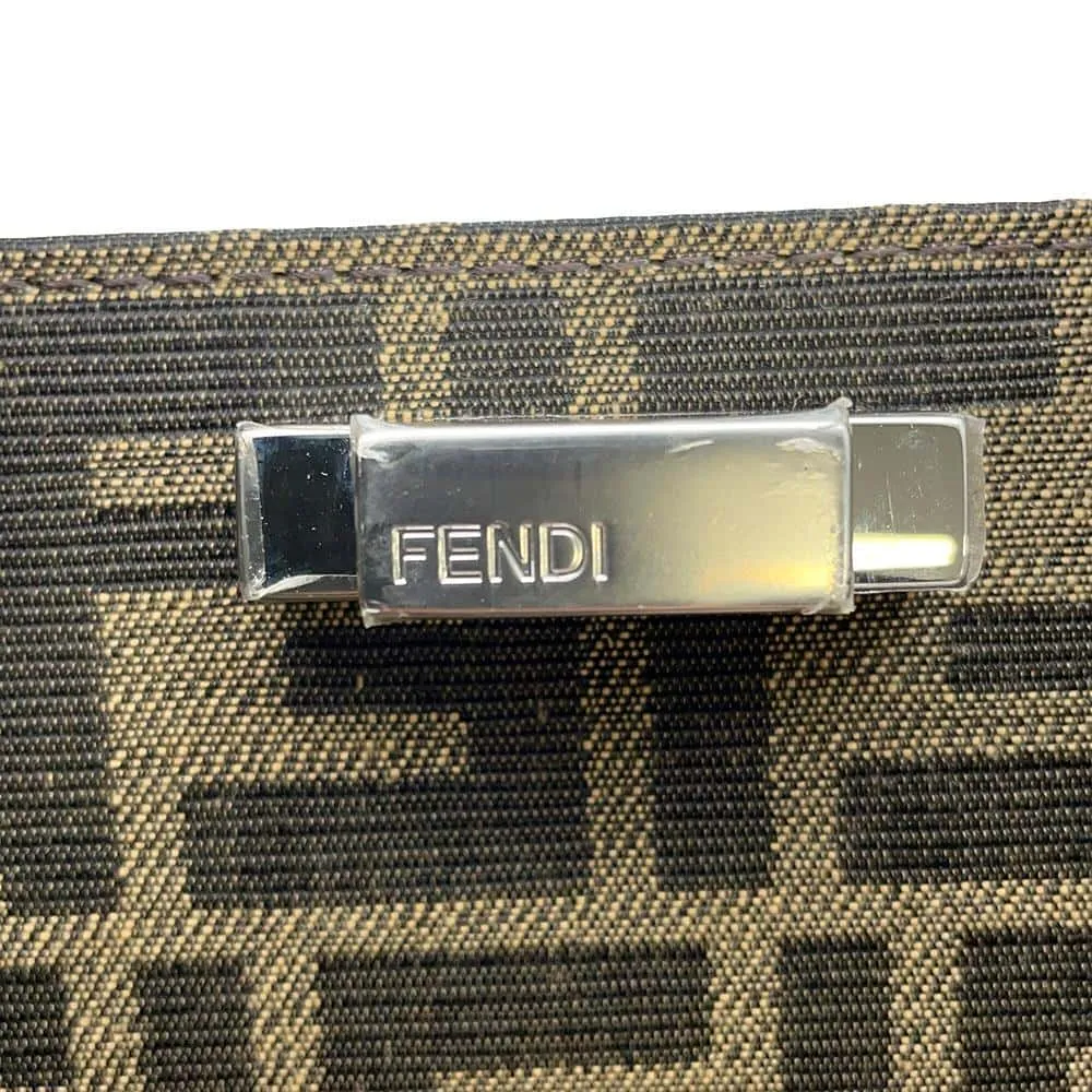 FENDI Peekaboo Shoulder Bag Brown 7VA529 Canvas