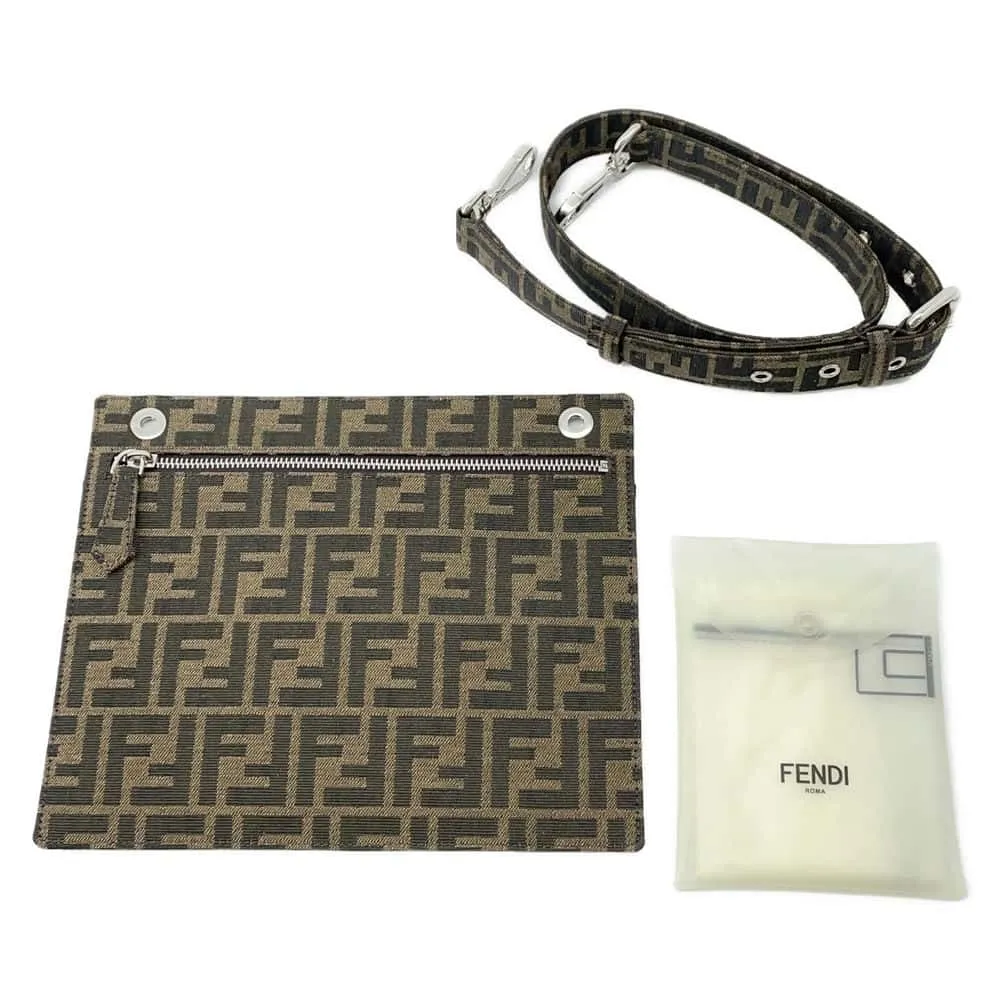 FENDI Peekaboo Shoulder Bag Brown 7VA529 Canvas