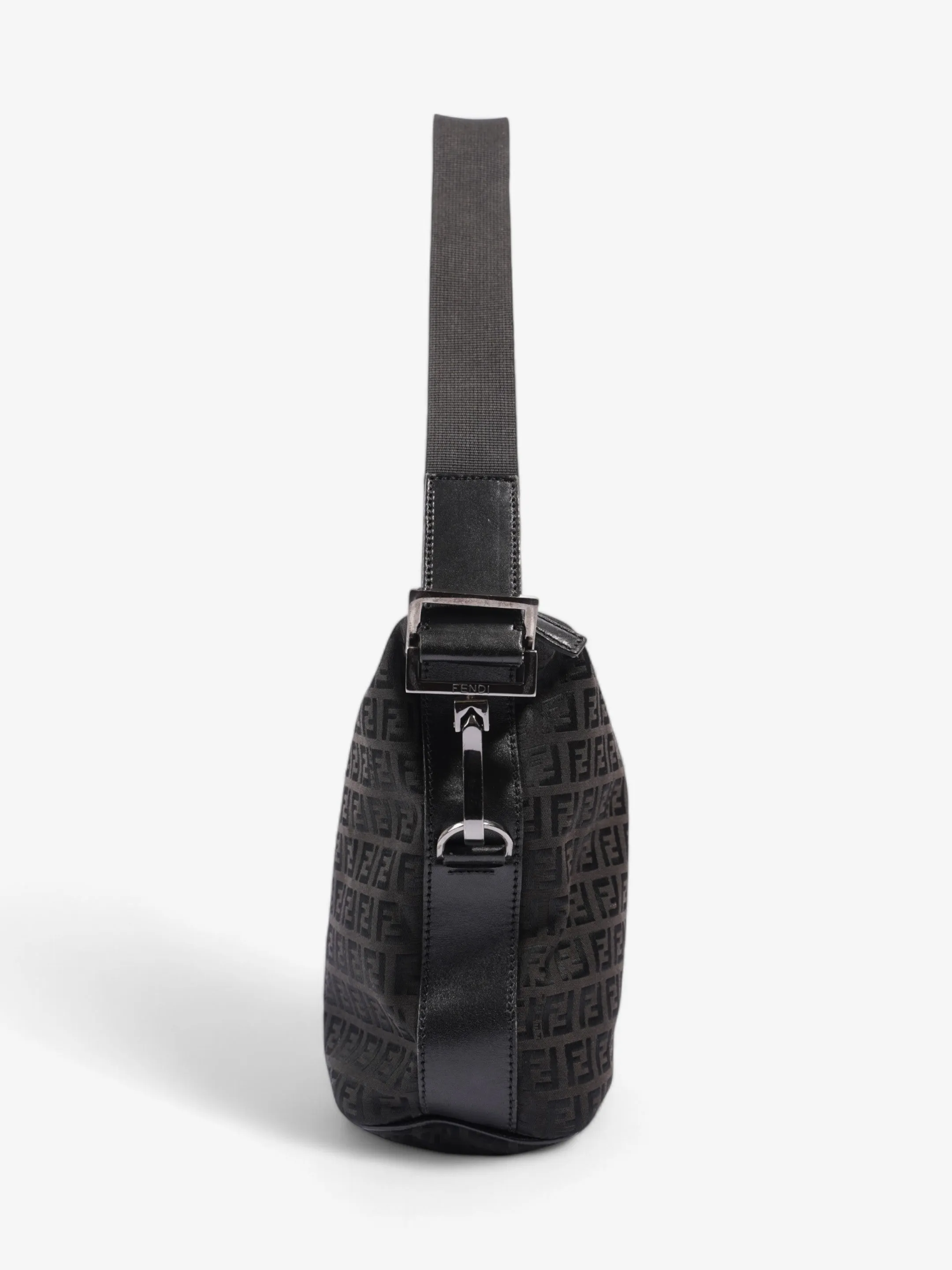 Fendi Zucchino Shoulder Bag Black Canvas